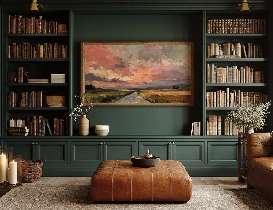 Frame TV Art in elegant living room